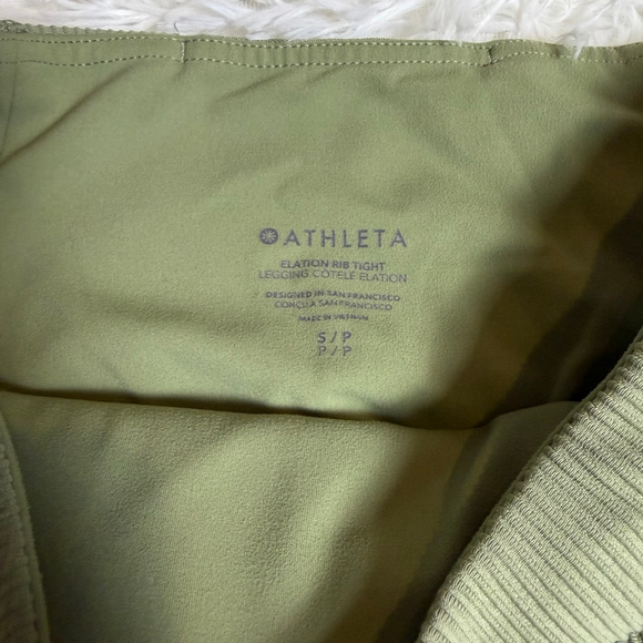 Athleta Pants Women’s Sage Green Elation Rib Tight Leggings Yoga Small Petite SP - Picture 5 of 8